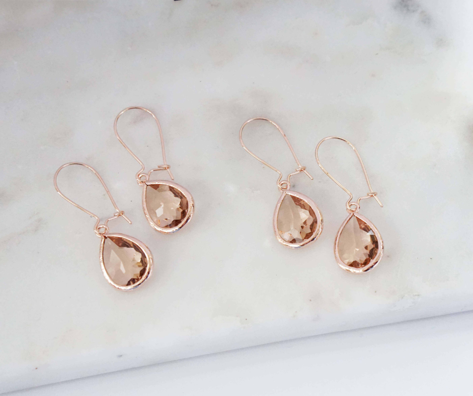 Bridesmaid rose gold on sale earrings