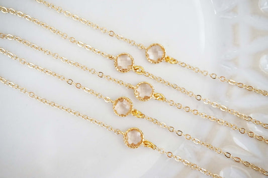 Champagne Circle Gem Bracelets | Bridesmaid Bracelets | Wedding Jewelry | BCHPG1, ECHPS1