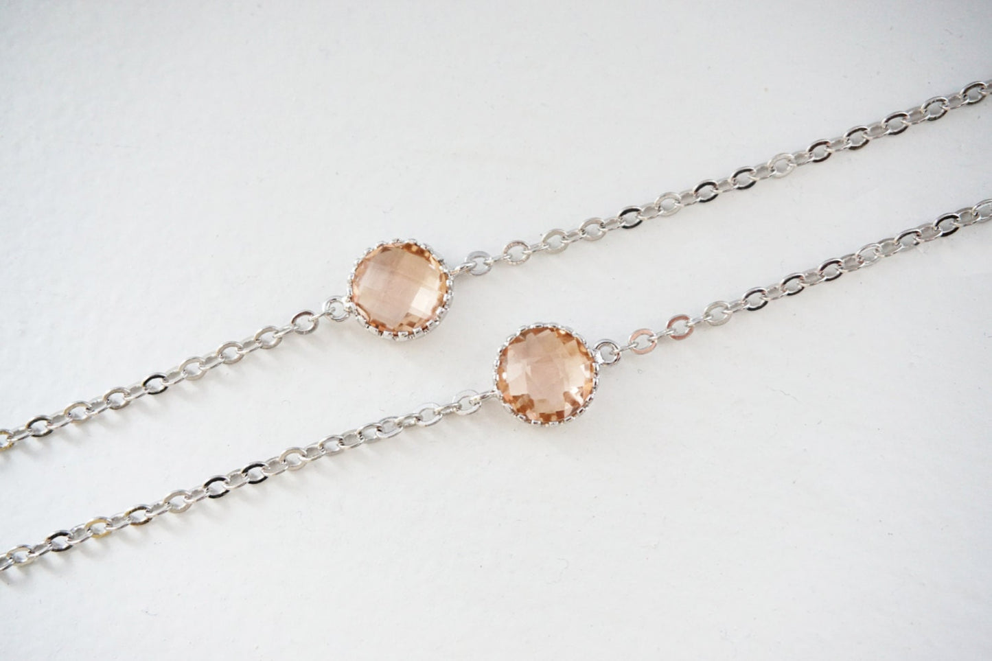 Champagne Circle Gem Bracelets | Bridesmaid Bracelets | Wedding Jewelry | BCHPG1, ECHPS1