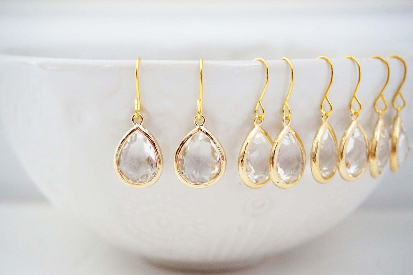 Crystal Teardrop Gem Earrings | Bridesmaid Earrings | Wedding Jewelry | ECG1, ECS1, ECRG1