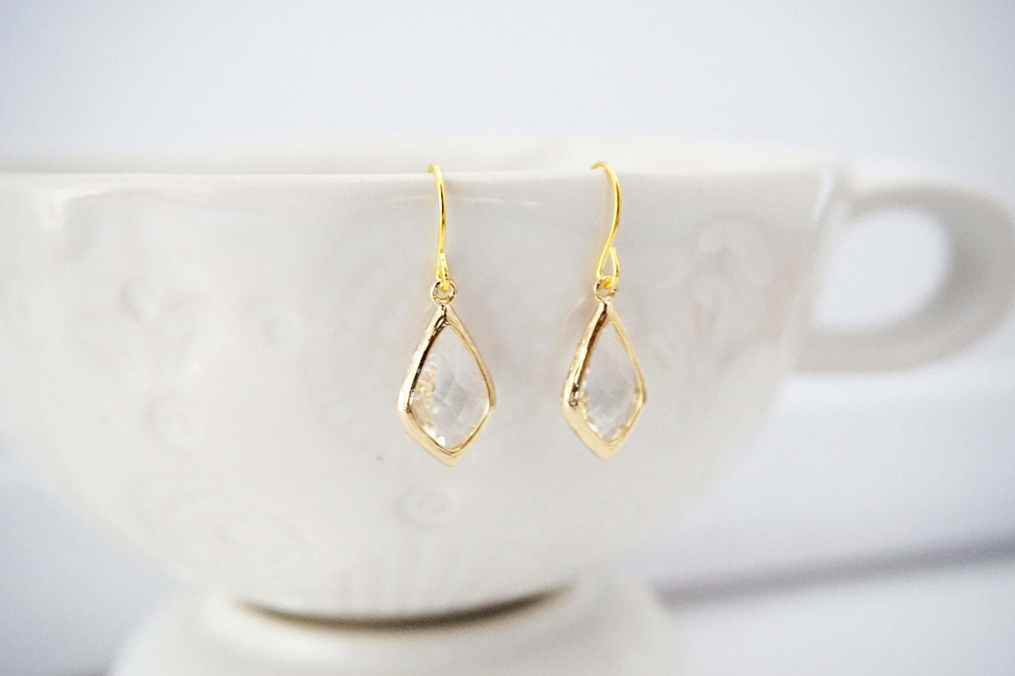 Crystal and Gold Gem Earrings | Bridesmaid Earrings | Wedding Earrings | ECG8, ECS8