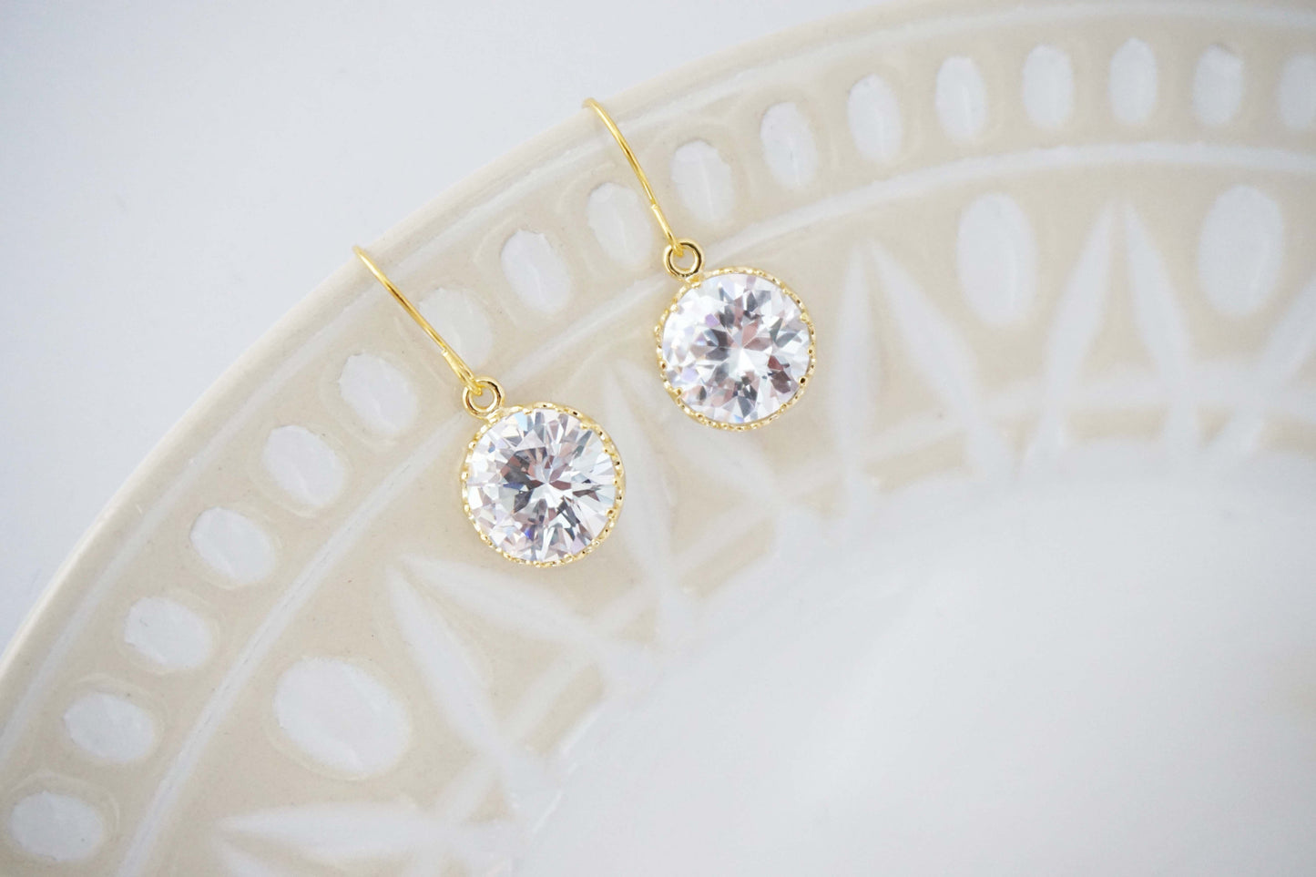 Crystal Gem and Gold Glam Earrings | Bridesmaid Earrings | Wedding Jewelry | ECG6, ECS6