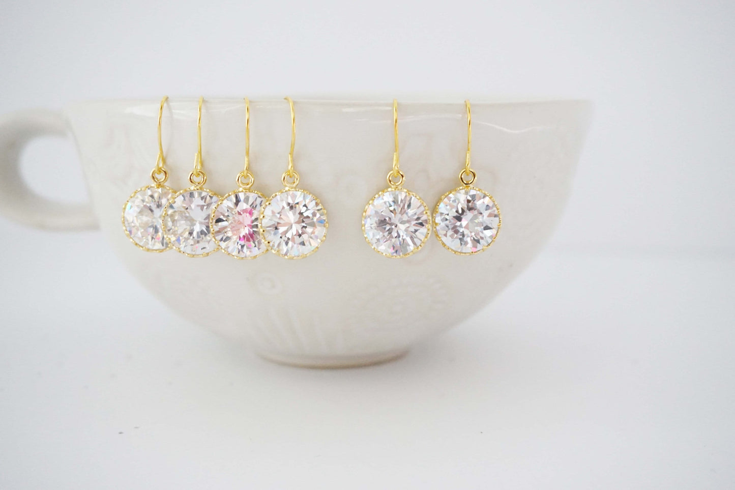 Crystal Gem and Gold Glam Earrings | Bridesmaid Earrings | Wedding Jewelry | ECG6, ECS6