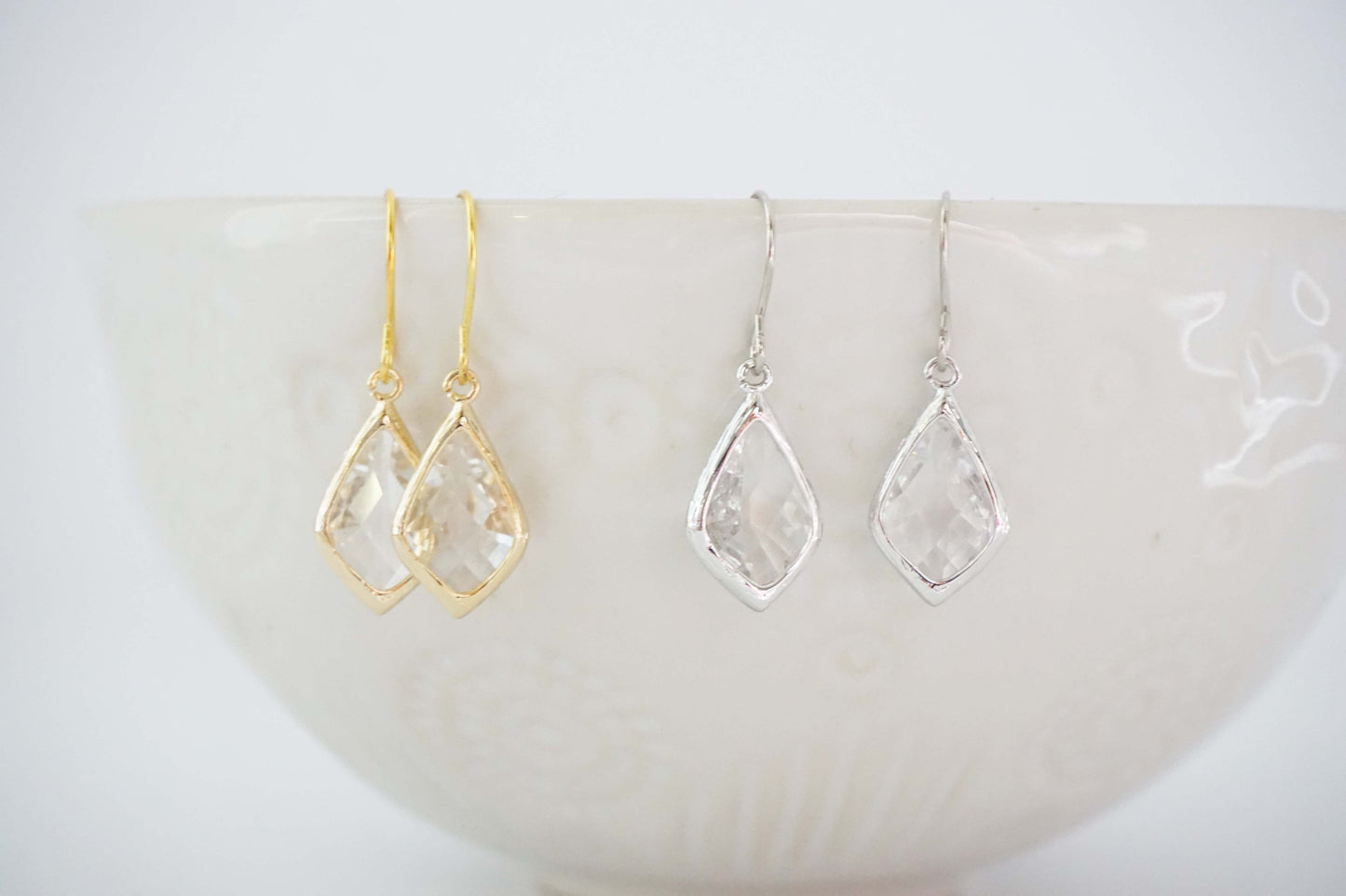 Crystal and Gold Gem Earrings | Bridesmaid Earrings | Wedding Earrings | ECG8, ECS8