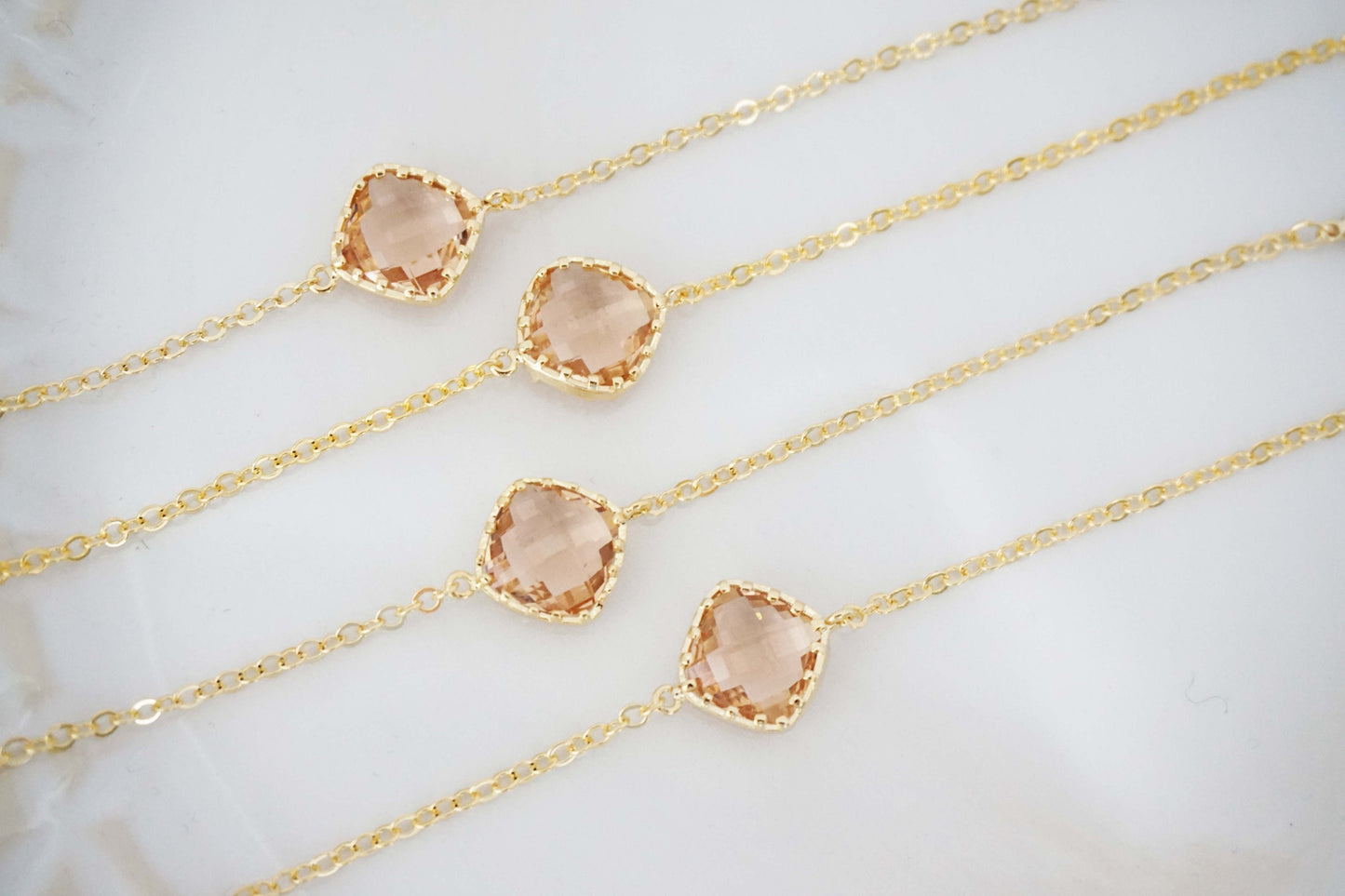 Champagne Gem and Gold Bracelet, Bridesmaid Bracelet, Wedding Jewelry | BCHPG4, BCHPS4