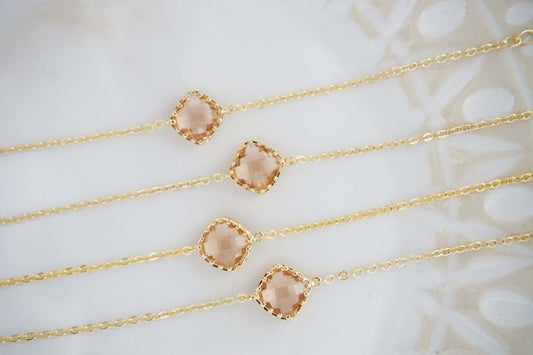 Champagne Gem and Gold Bracelet, Bridesmaid Bracelet, Wedding Jewelry | BCHPG4, BCHPS4