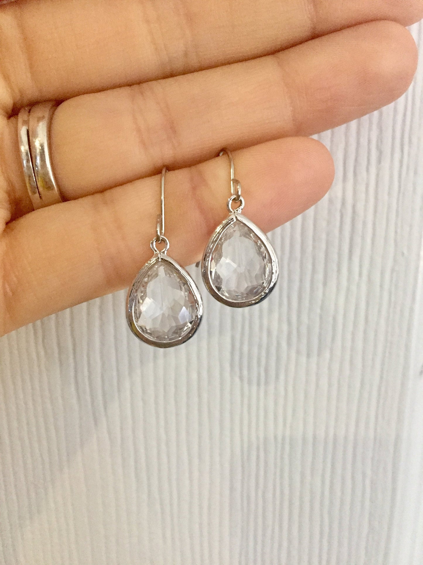 Crystal Teardrop Gem Earrings | Bridesmaid Earrings | Wedding Jewelry | ECG1, ECS1, ECRG1
