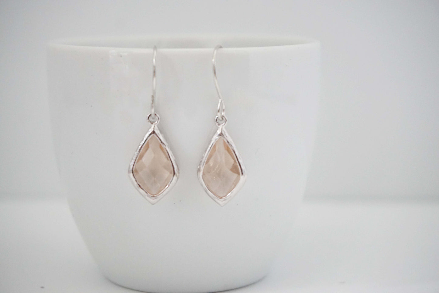 Champagne Gem Earrings | Bridesmaid Earrings | Wedding Jewelry | ECHPG8, ECHPS8
