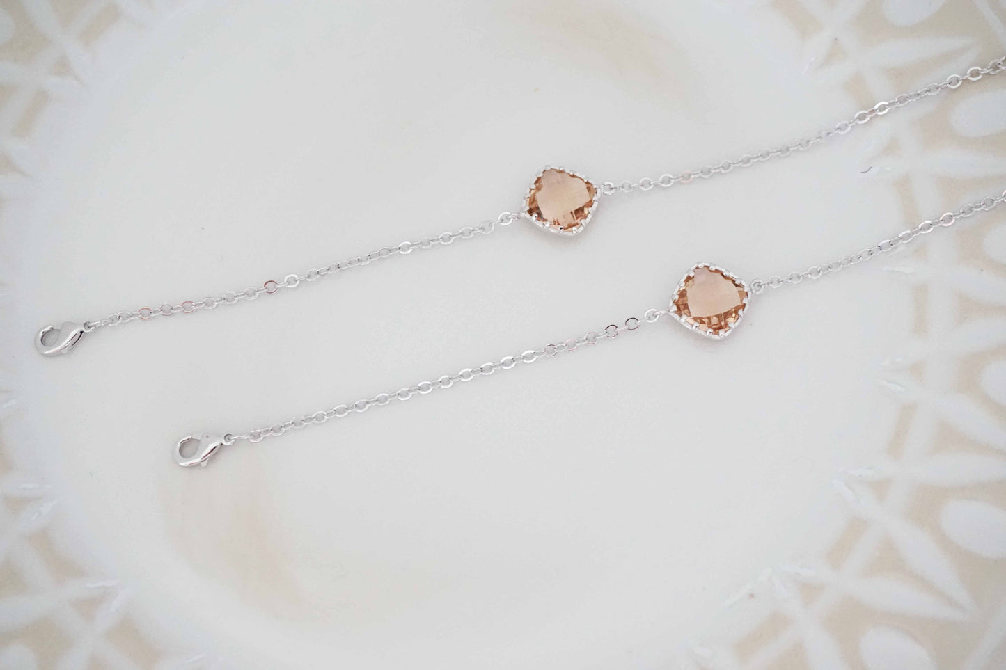Champagne Gem and Gold Bracelet, Bridesmaid Bracelet, Wedding Jewelry | BCHPG4, BCHPS4