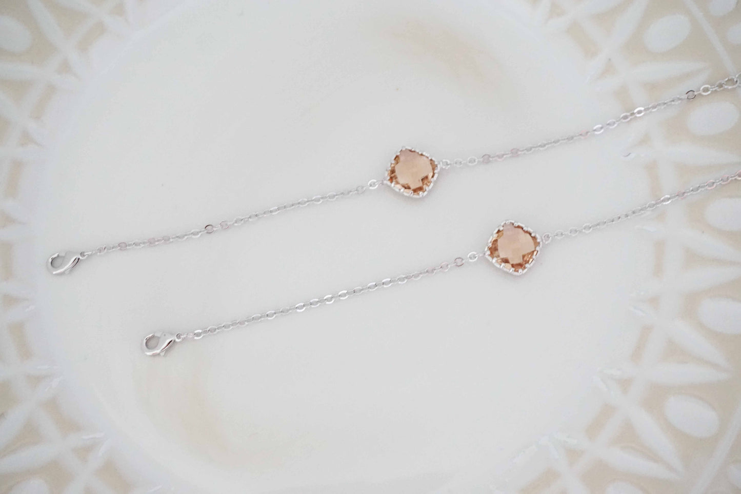Champagne Gem and Gold Bracelet, Bridesmaid Bracelet, Wedding Jewelry | BCHPG4, BCHPS4