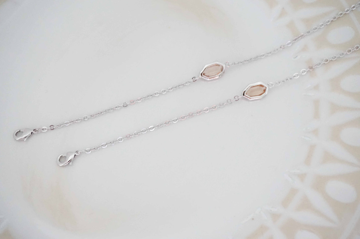 Champagne Mini Hexagon Bracelets | Bridesmaid Bracelets | Wedding Bracelet | BCHPG13, BCHPS13