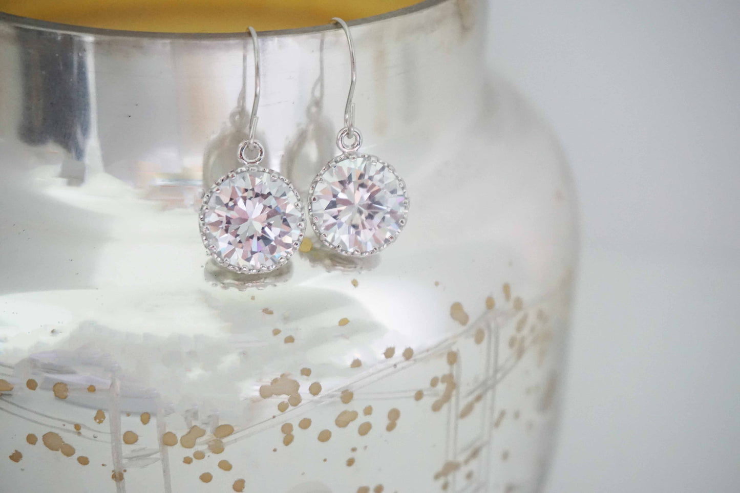 Crystal Gem and Gold Glam Earrings | Bridesmaid Earrings | Wedding Jewelry | ECG6, ECS6