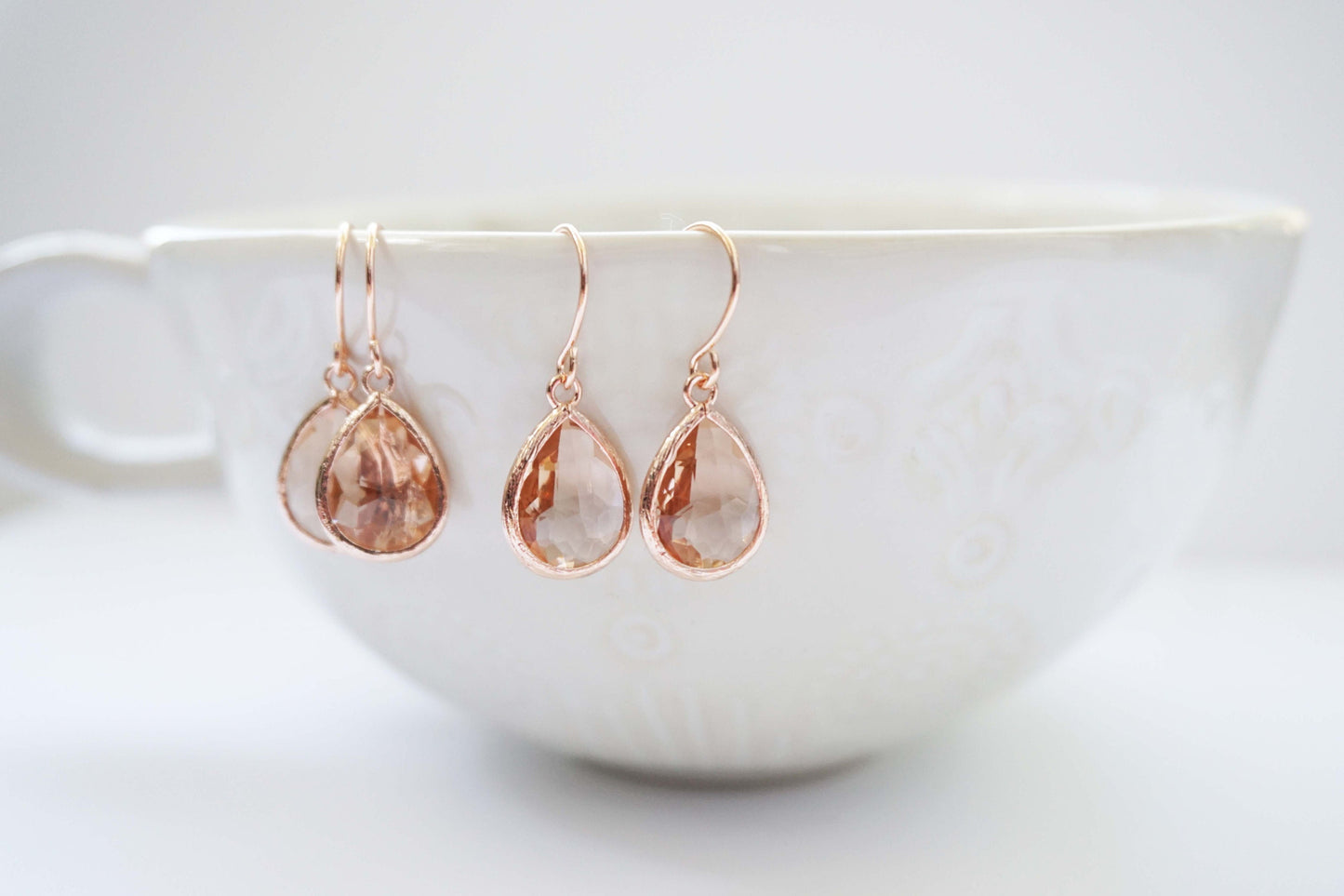 Champagne Teardrop Gem Earrings | Bridesmaid Earrings | Wedding Jewelry | ECHPG1, ECHPS1, ECHPRG1