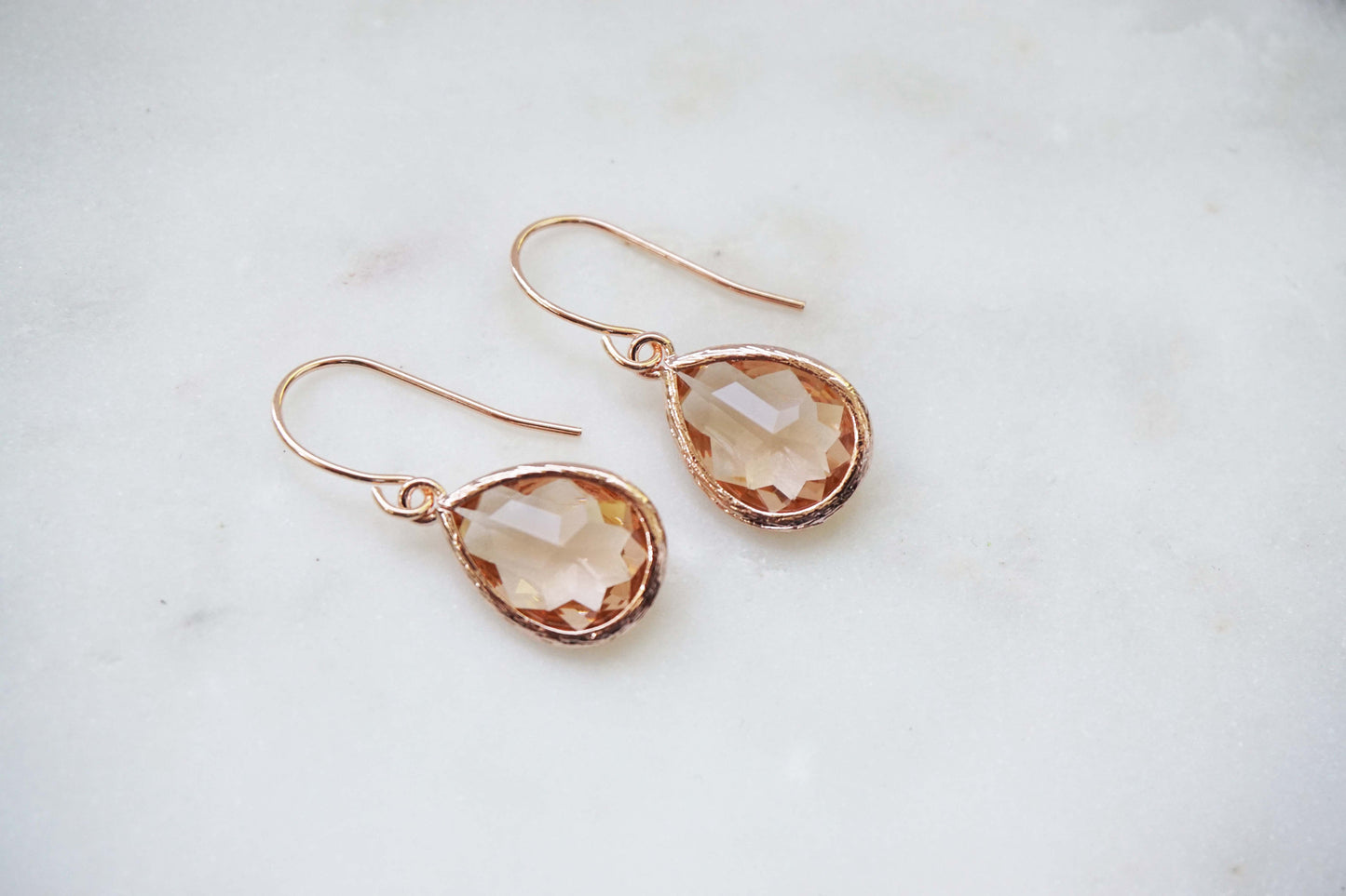 Champagne Teardrop Gem Earrings | Bridesmaid Earrings | Wedding Jewelry | ECHPG1, ECHPS1, ECHPRG1