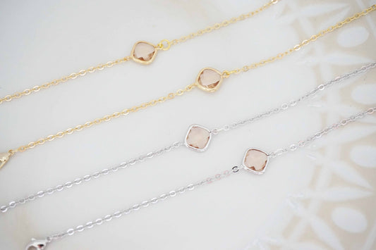 Champagne Gem and Gold Bracelet | Bridesmaid Bracelet | Wedding Jewelry | BCHPG3, BCHPS3