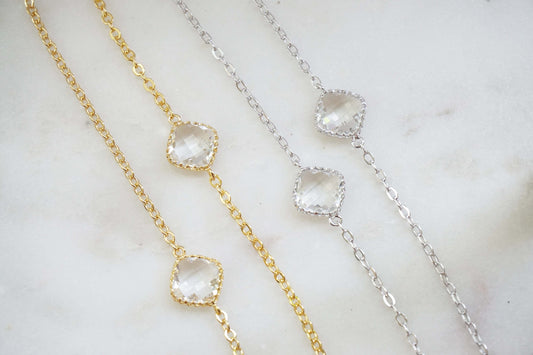 Crystal Gem and Gold Bracelet, Bridesmaid Bracelet, Wedding Jewelry | BCG12, BCS12