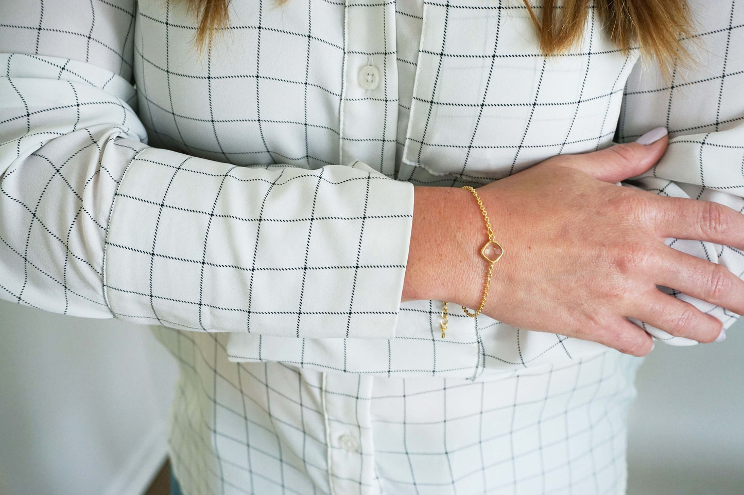 Champagne Gem and Gold Bracelet | Bridesmaid Bracelet | Wedding Jewelry | BCHPG3, BCHPS3