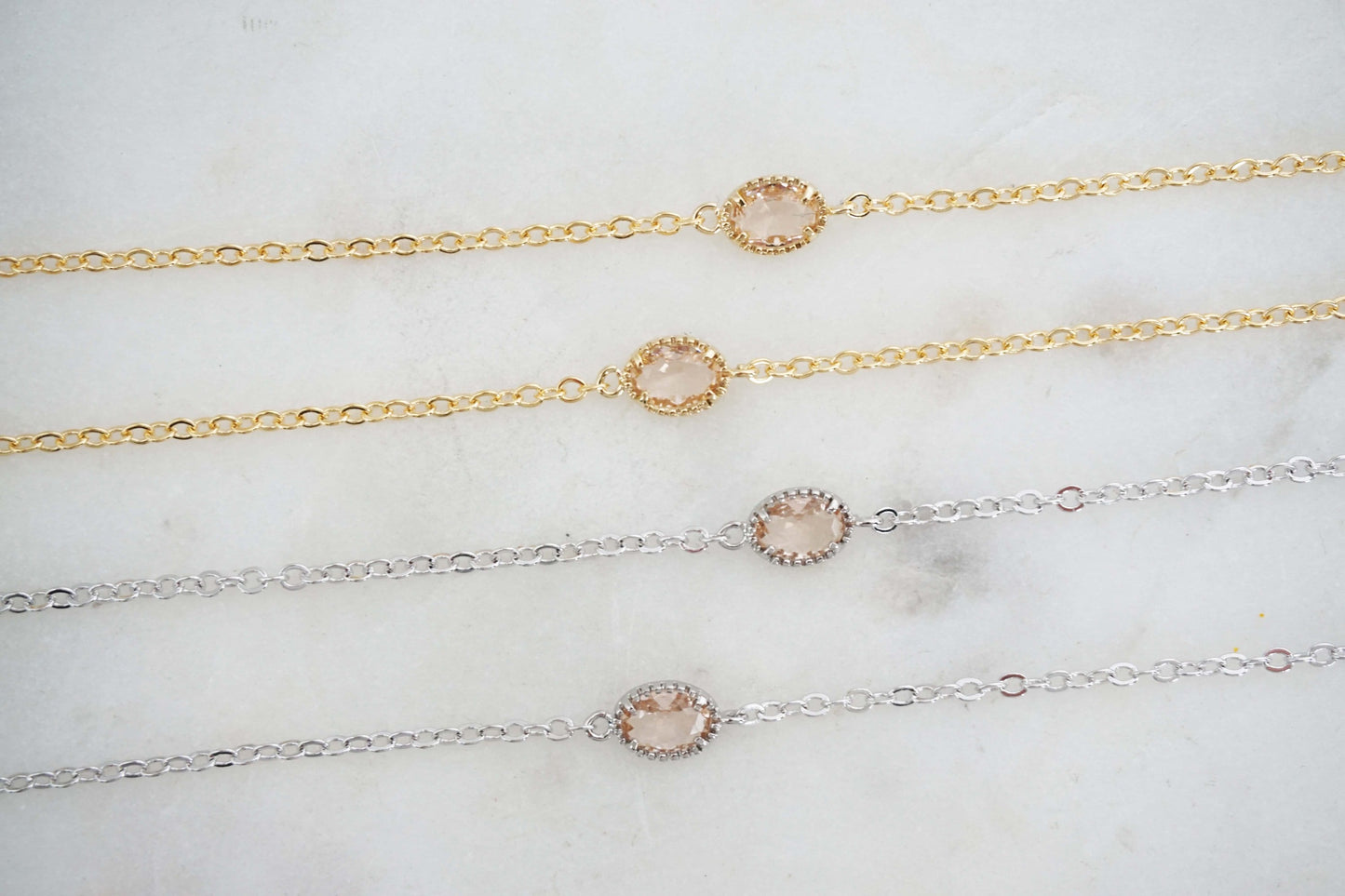 Champagne Gem Bracelet | Bridesmaid Bracelet | Wedding Jewelry | BCHPG17, BCHPS17