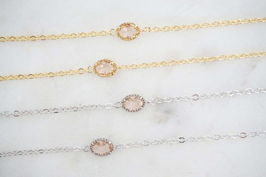 Champagne Gem Bracelet | Bridesmaid Bracelet | Wedding Jewelry | BCHPG17, BCHPS17
