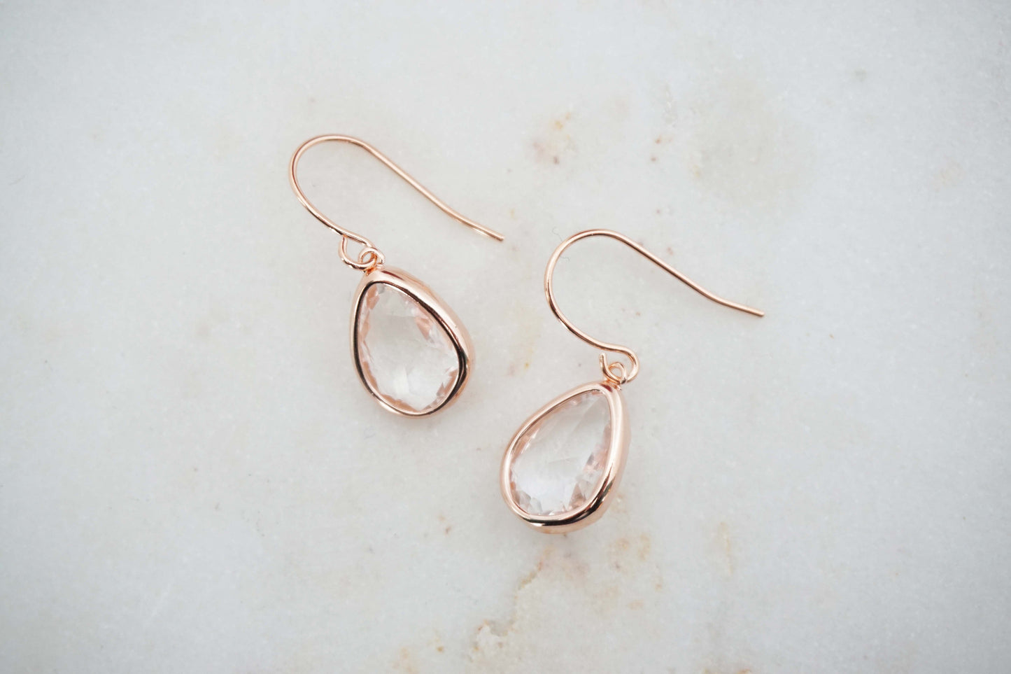Crystal Gem and Rose Gold Earrings | Bridesmaid Earrings | Wedding Jewelry | ECRG18