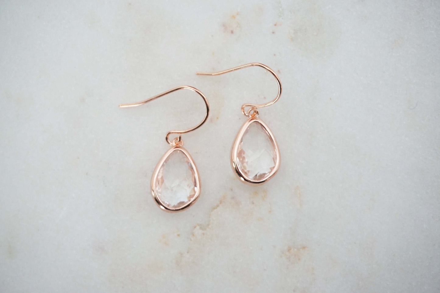Crystal Gem and Rose Gold Earrings | Bridesmaid Earrings | Wedding Jewelry | ECRG18