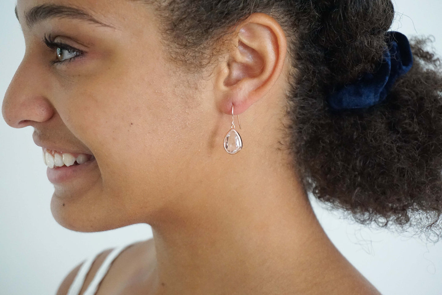 Crystal Gem and Rose Gold Earrings | Bridesmaid Earrings | Wedding Jewelry | ECRG18