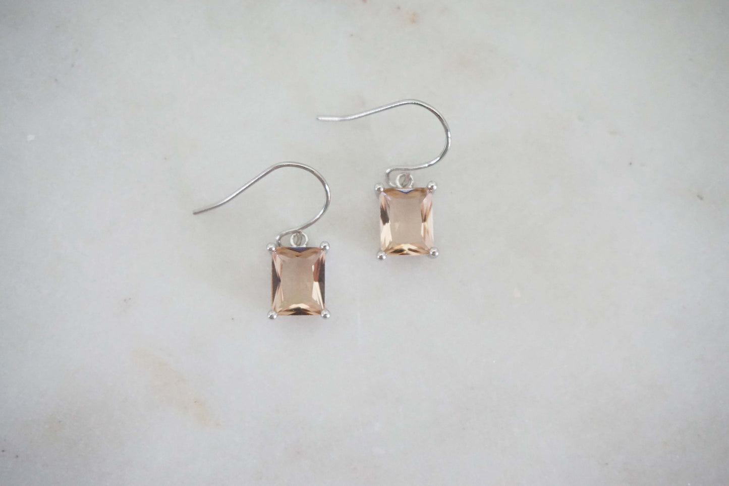 Champagne Square Cut Gem Earrings | Bridesmaid Earrings | Wedding Jewelry | ECHPG19, ECHPS19