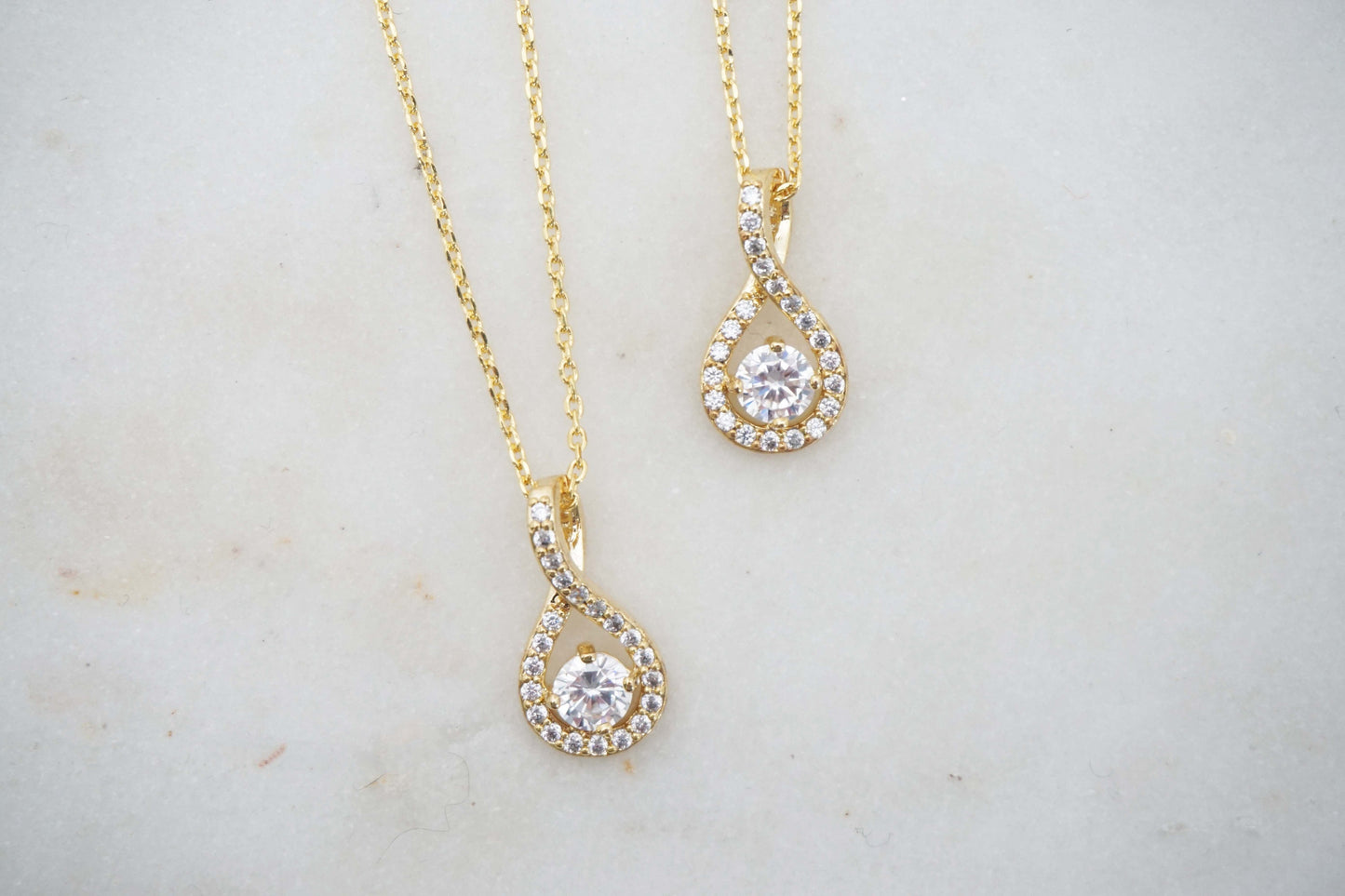 Crystal Gem and Gold Twist Necklace | Bridesmaid Necklaces | Wedding Jewelry | NCG21, NCS21