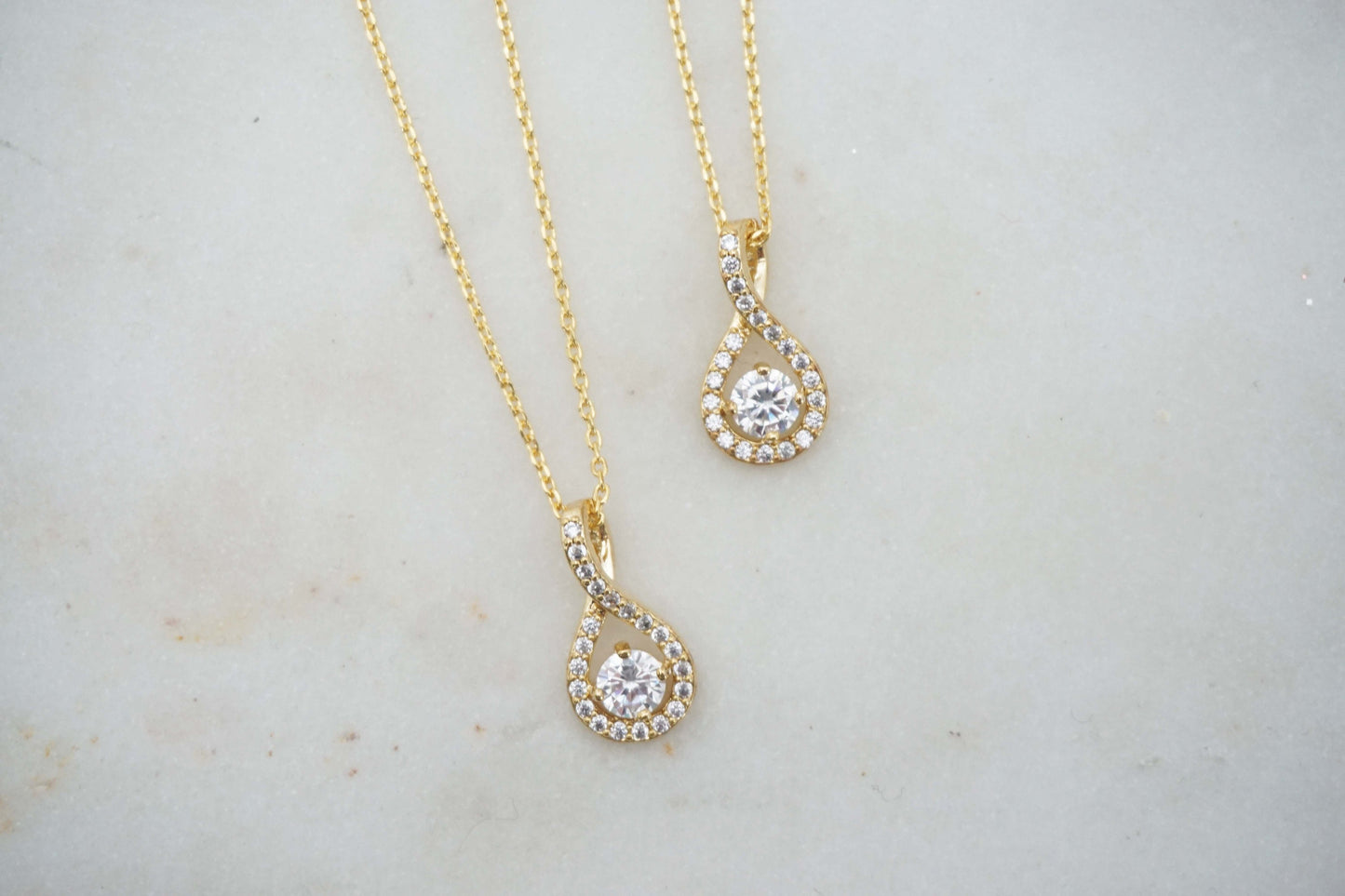 Crystal Gem and Gold Twist Necklace | Bridesmaid Necklaces | Wedding Jewelry | NCG21, NCS21