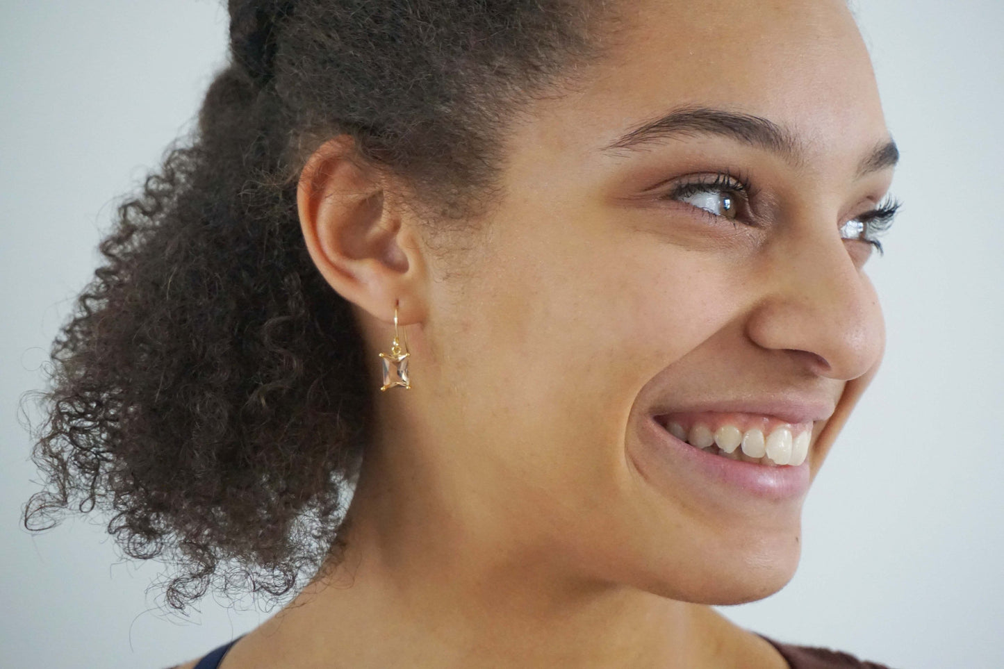 Champagne Square Cut Gem Earrings | Bridesmaid Earrings | Wedding Jewelry | ECHPG19, ECHPS19