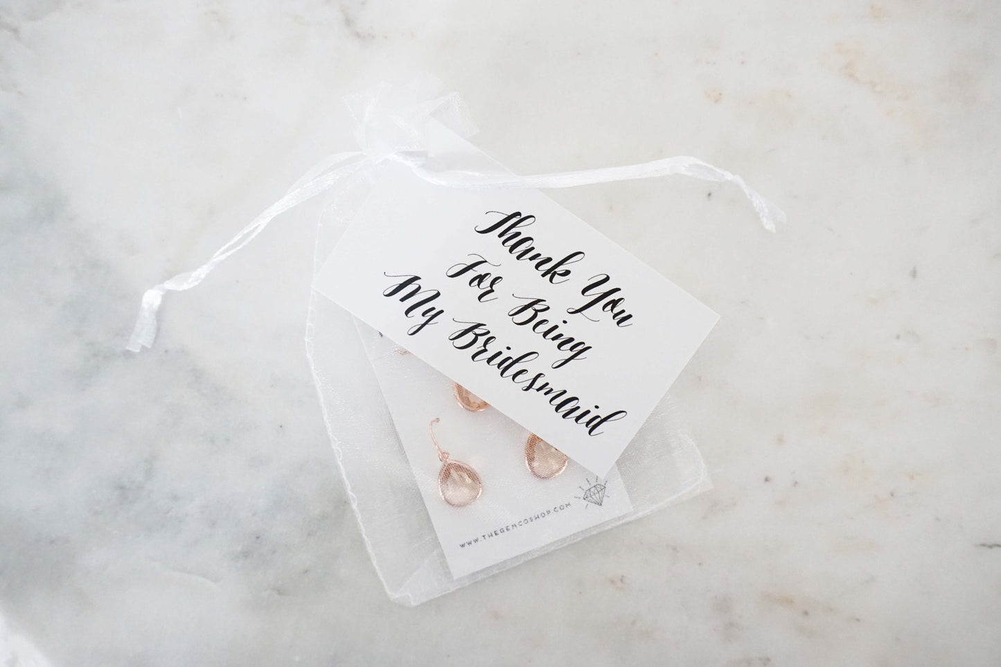 Champagne Teardrop Gem Earrings and Necklace Set | Bridesmaid Jewelry | Wedding Jewelry | ENCHPG1, ENCHPS1, ENCHPRG1
