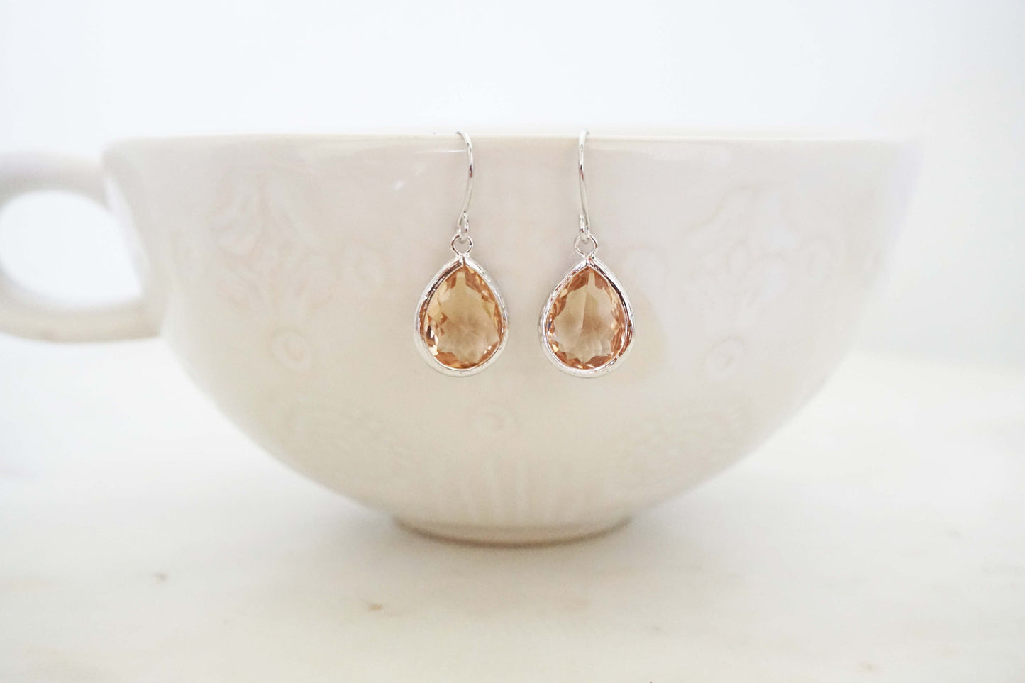 Champagne Teardrop Gem Earrings | Bridesmaid Earrings | Wedding Jewelry | ECHPG1, ECHPS1, ECHPRG1