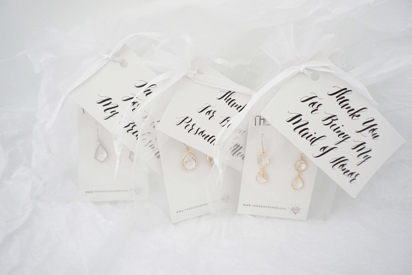 Champagne Gem Earrings | Bridesmaid Earrings | Wedding Jewelry | ECHPG8, ECHPS8