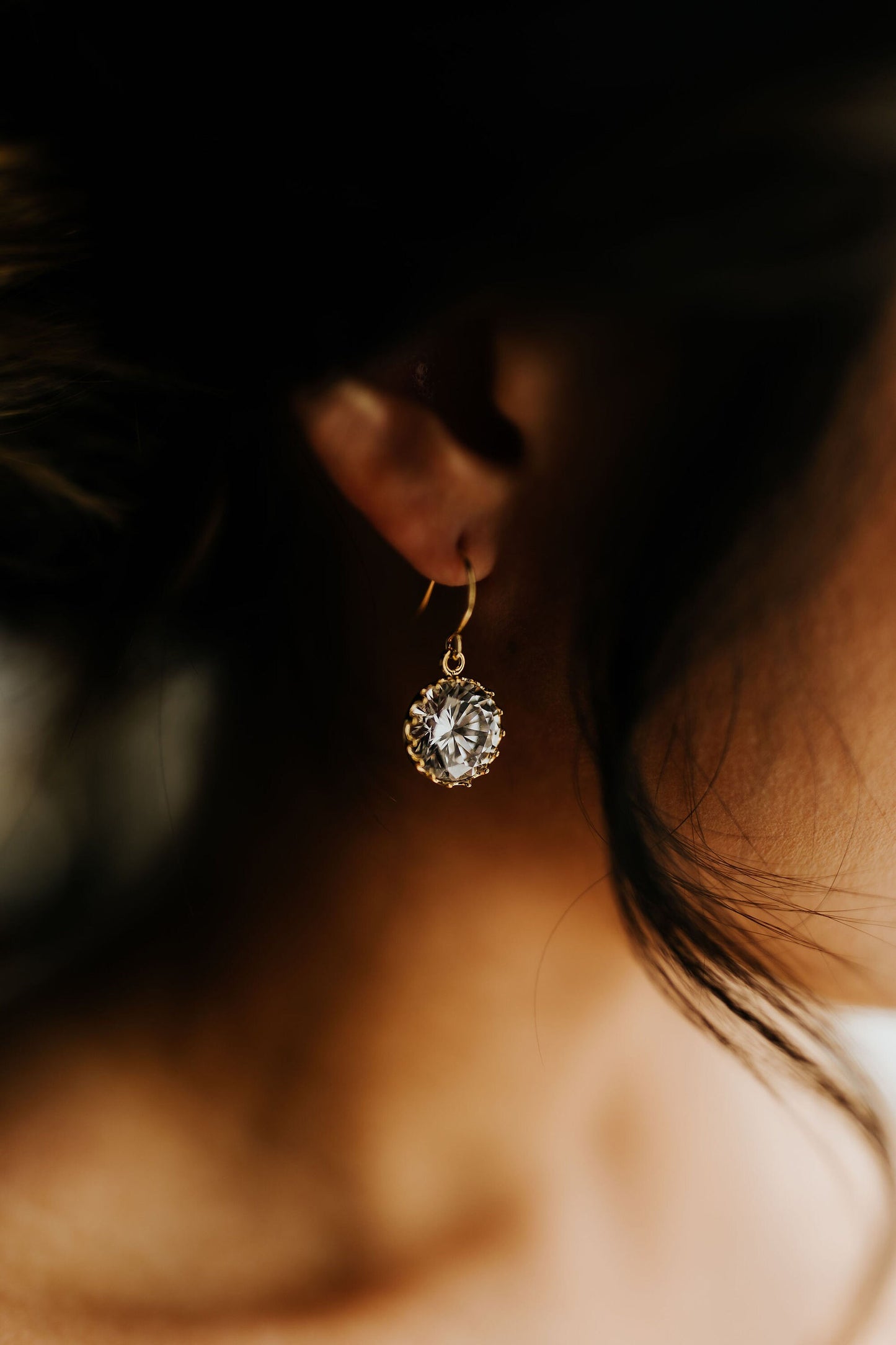 Crystal Gem and Gold Glam Earrings | Bridesmaid Earrings | Wedding Jewelry | ECG6, ECS6