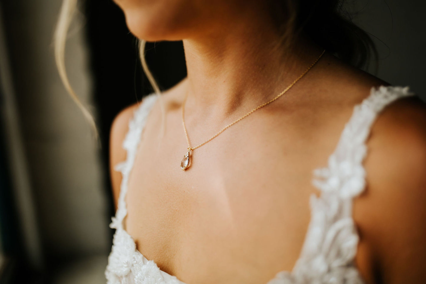 Crystal and Gold Gem Earrings and Necklace Set | Bridesmaid Jewelry | Wedding Earrings | ENCG8, ENCS8