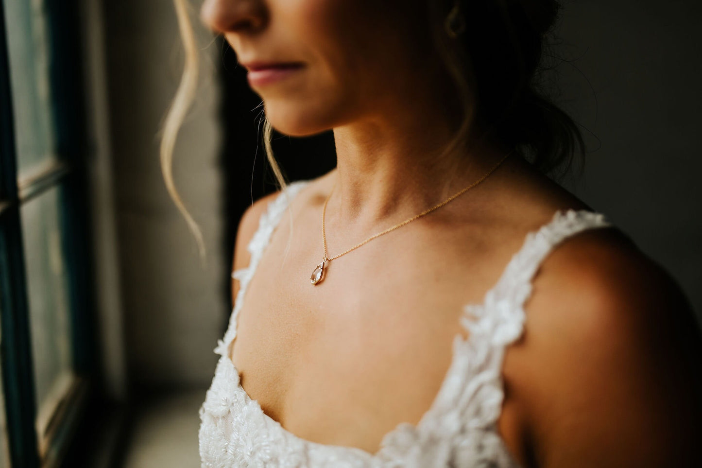 Crystal and Gold Gem Earrings and Necklace Set | Bridesmaid Jewelry | Wedding Earrings | ENCG8, ENCS8