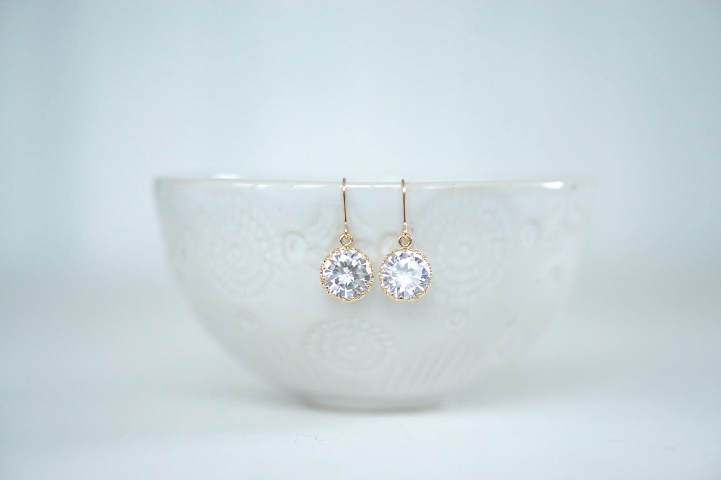 Crystal Gem and Gold Glam Earrings | Bridesmaid Earrings | Wedding Jewelry | ECG6, ECS6
