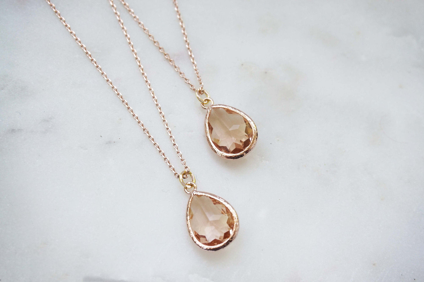 Champagne Gem and Rose Gold Necklace | Bridesmaid Necklaces | Wedding Jewelry | NCHPRG1
