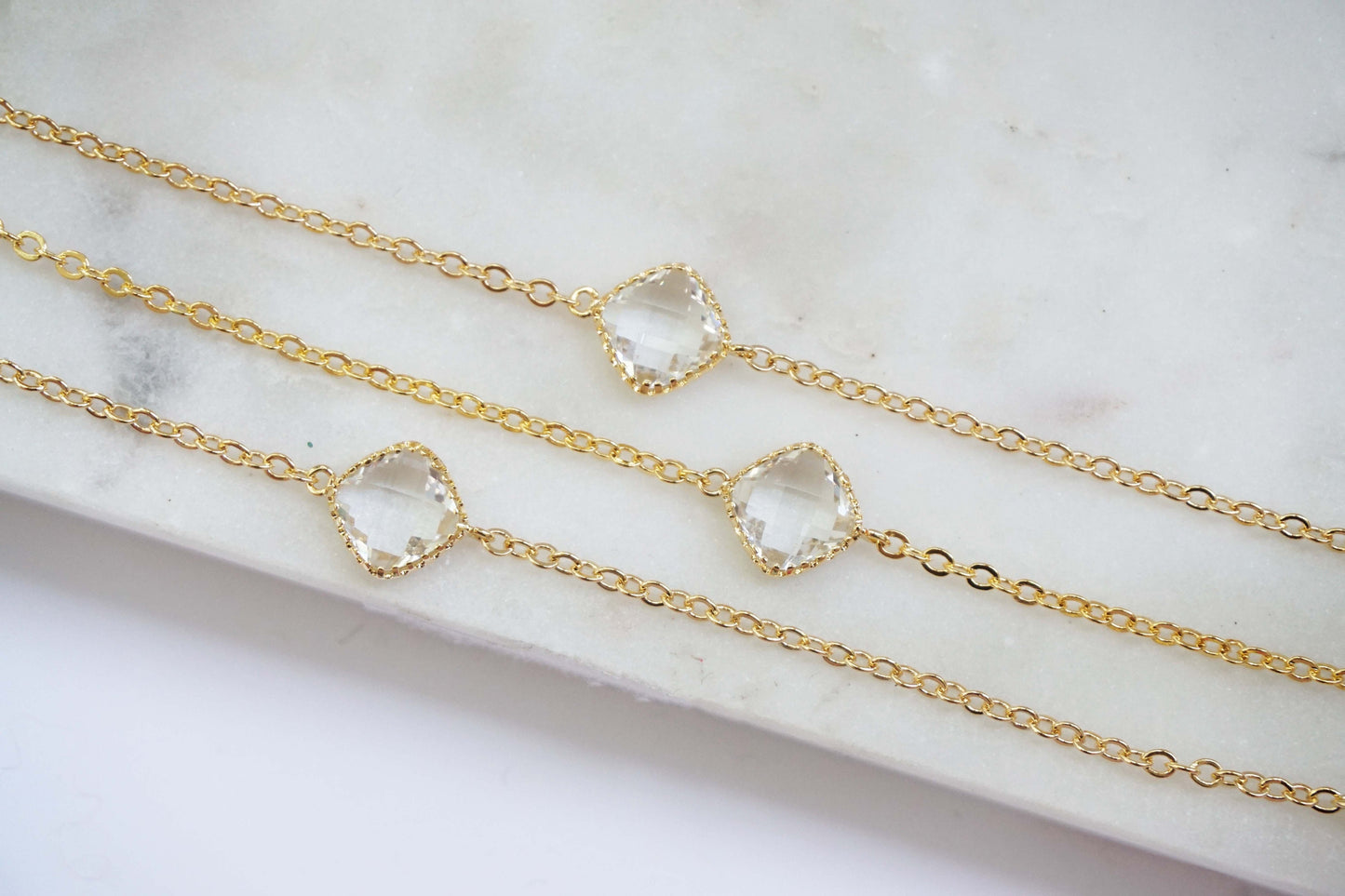Crystal Gem and Gold Bracelet, Bridesmaid Bracelet, Wedding Jewelry | BCG12, BCS12