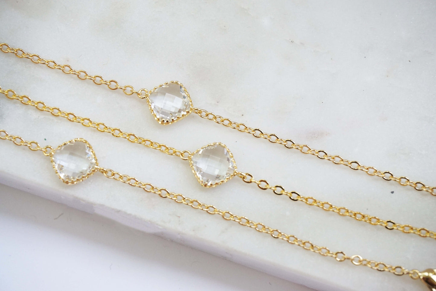 Crystal Gem and Gold Bracelet, Bridesmaid Bracelet, Wedding Jewelry | BCG12, BCS12