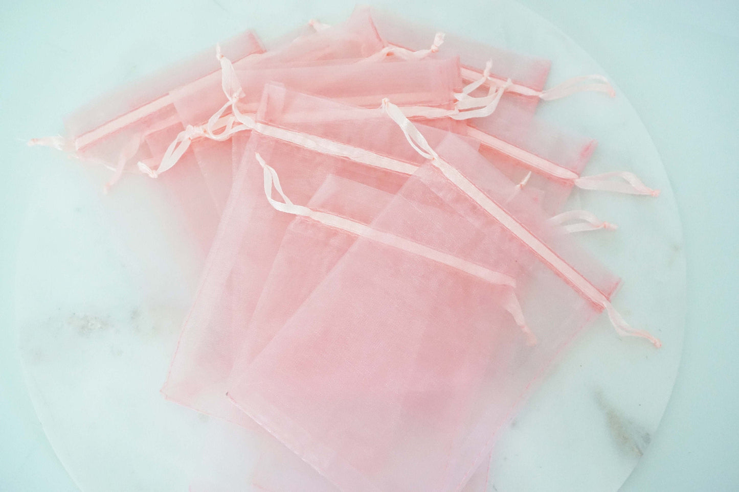 Blush Pink Organza Bags for Bridal Orders | Wedding Jewelry Boxes | Wedding Jewelry Packaging