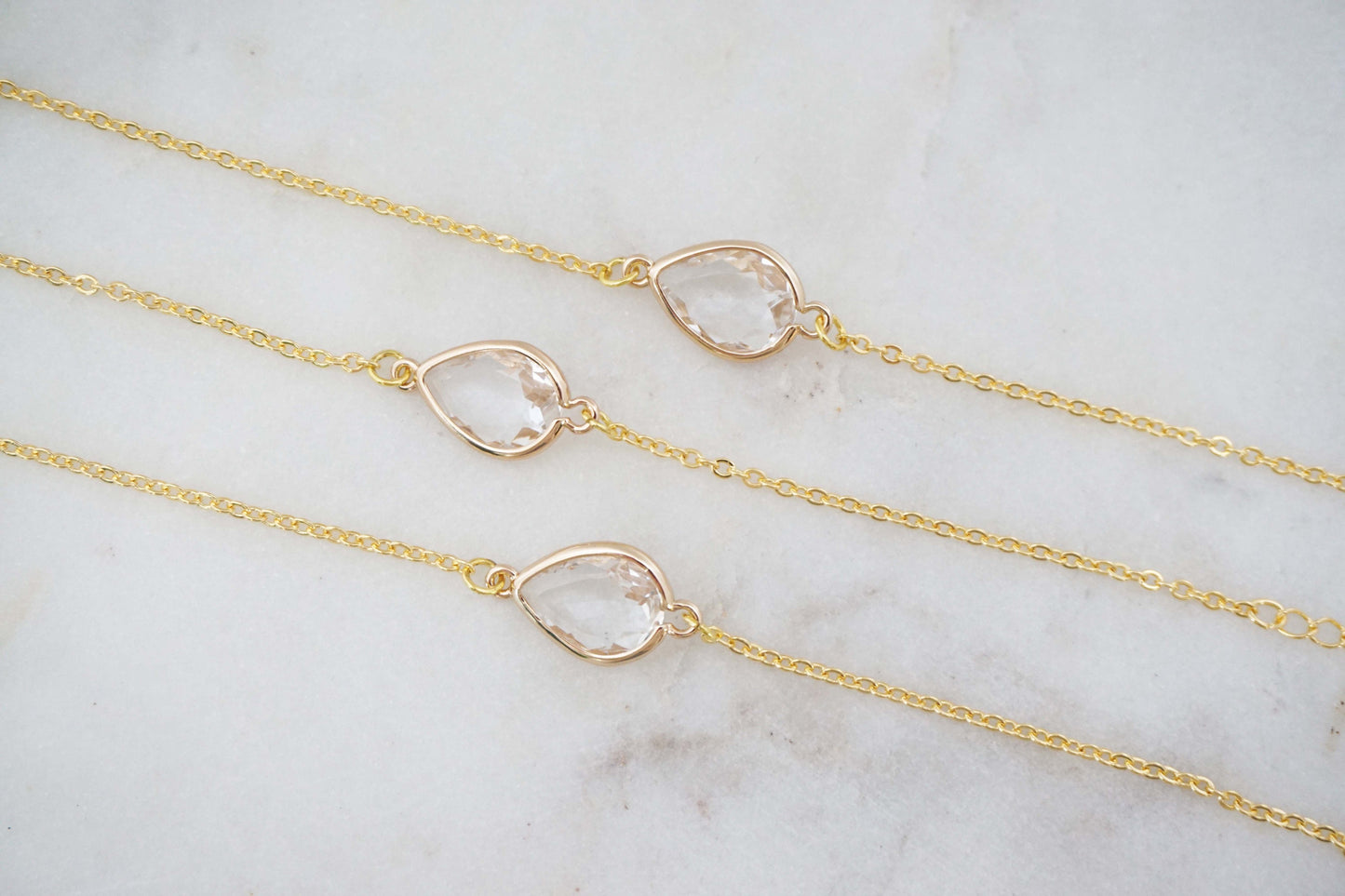 Crystal and Gold Gem Bracelet | Bridesmaid Bracelet | Wedding Jewelry | BCG27