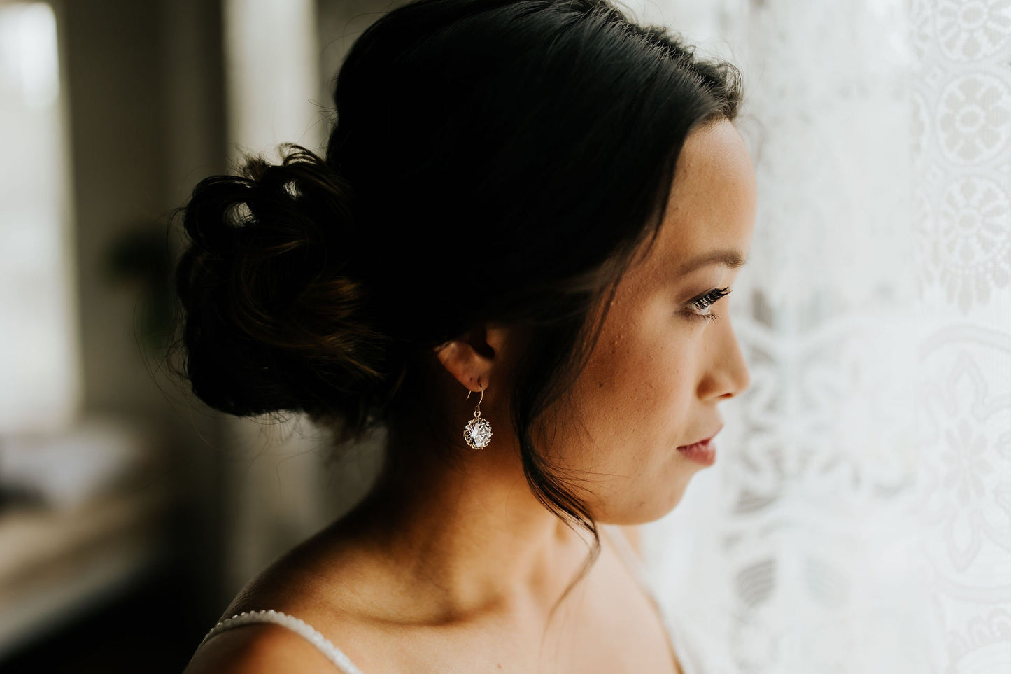 Crystal Gem and Gold Glam Earrings | Bridesmaid Earrings | Wedding Jewelry | ECG6, ECS6